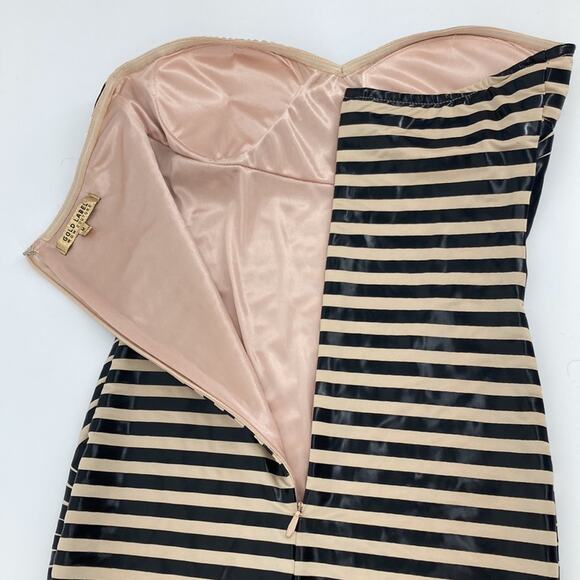 Gold Label Wow Couture Womens Tan Black Strapless Bodycon Dress Size M - Picture 4 of 11